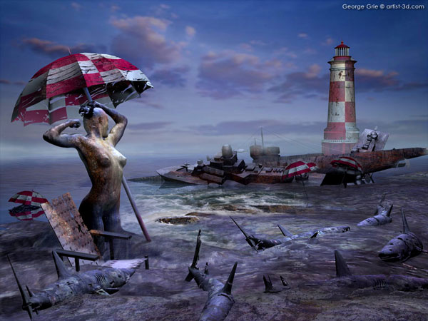 Guardian of Time - 3D Art Fantasy Surrealism Pictures Limited Edition Prints by George Grie
