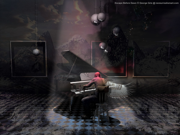 Escape Before Dawn - 3D Art Fantasy Surrealism Pictures Limited Edition Prints by George Grie